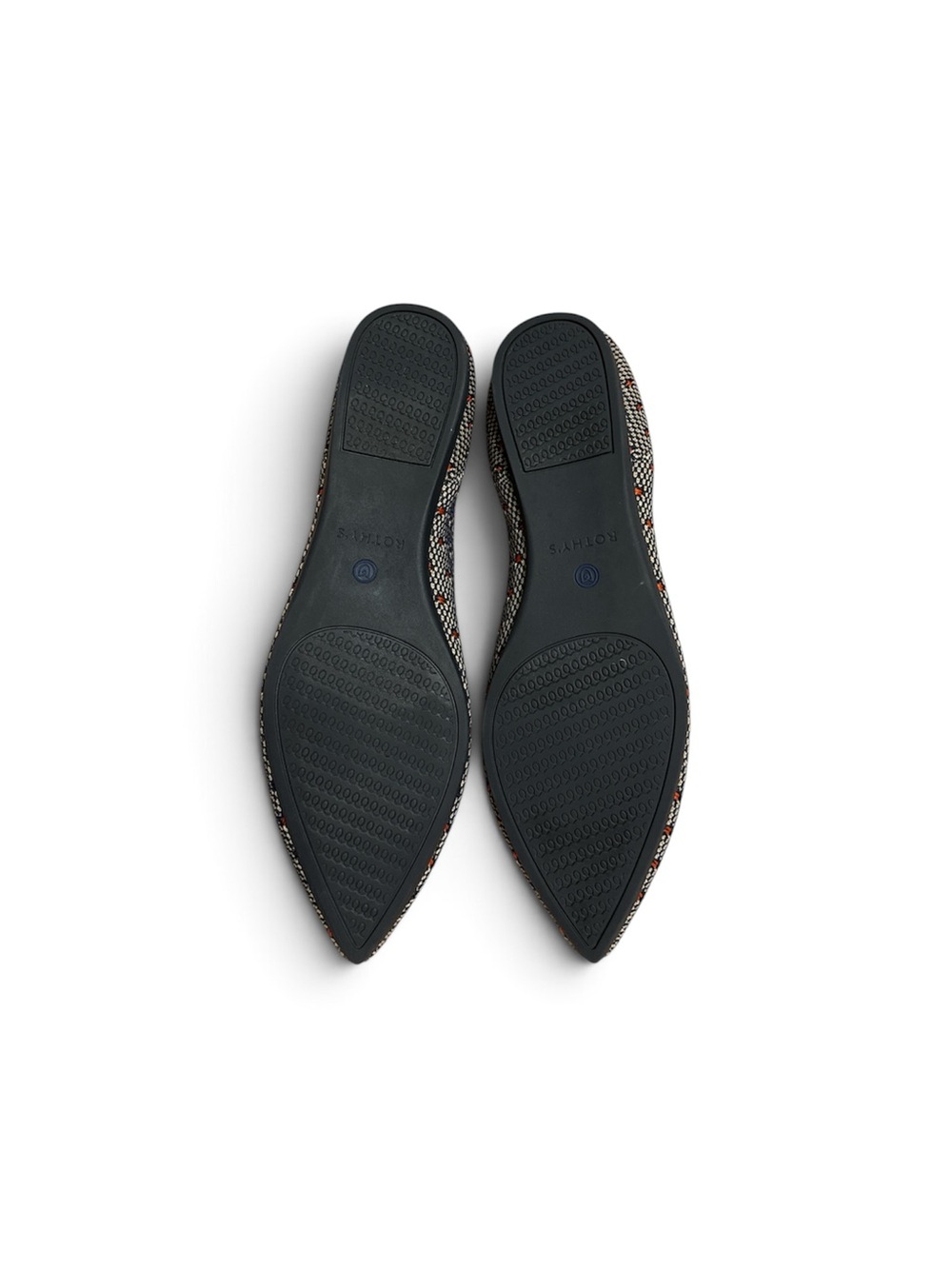 Rothy's Pointed Toe Blue and Red Patterned Flats - Picture 5 of 5
